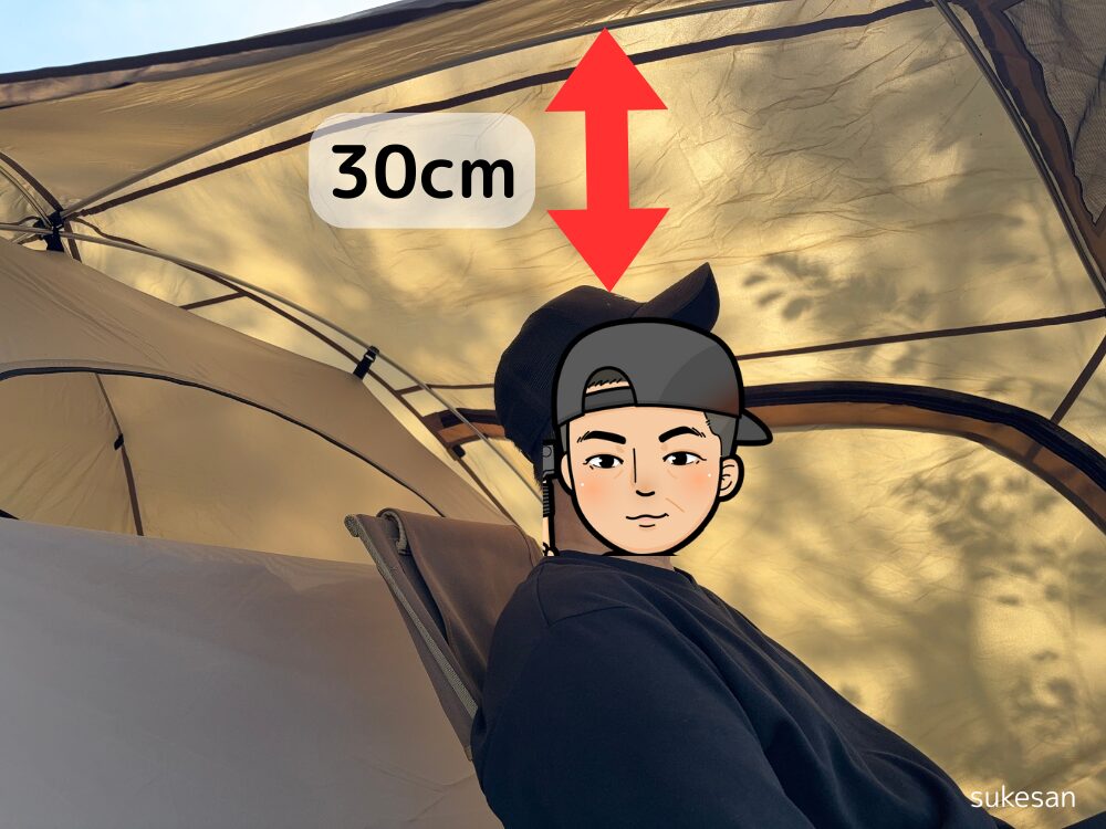 テントから頭上までの距離